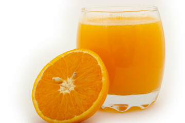 Fototapeta na wymiar fresh orange juice in glass cup