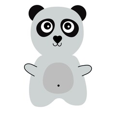Cute cartoon striped panda. Printing for children's T-shirts, greeting cards, posters. Hand-drawn vector stock illustration.