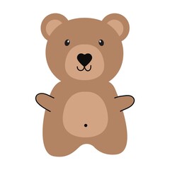 Cute cartoon striped bear. Printing for children's T-shirts, greeting cards, posters. Hand-drawn vector stock illustration.