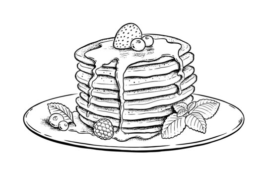 Vector illustration of Pancakes on plate