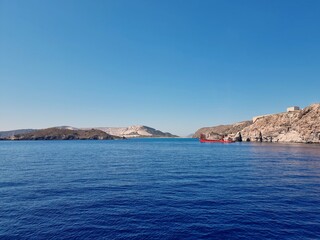 Pumice stone mine offshore on an island near Kos