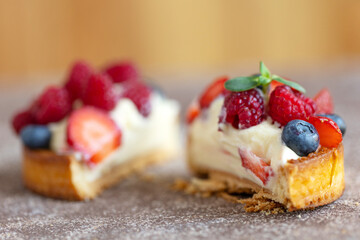 Cake with berries, delicious tartlet. High quality photo