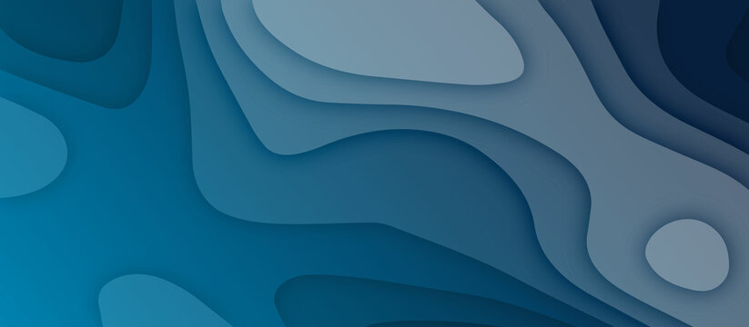 Vector Abstract Blue Gradient Graphic Design 3d Papercut Banner Pattern Background Template.