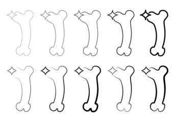 Healthy bone with star icon for traumatology, rheumatology, orthopedics or veterinary symbol, clinic or hospital emblem isolated on white background. Can be used for dog food logotype. Vector set.