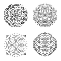 Geometric Mandala. Coloring page on White Background. Abstract Decorative