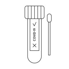 Medical laboratory analysis outline logo. Covid-19 PCR virus test vector line icon.