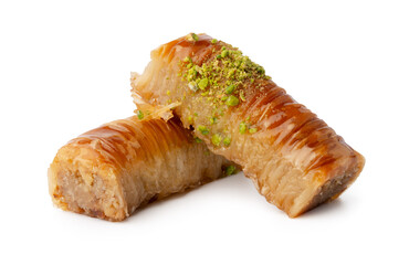 Baklava dessert with pistaccio isolated on white background