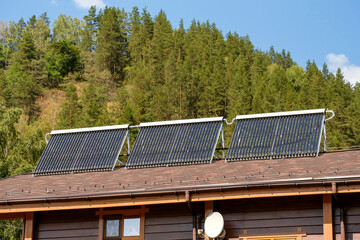 There is a power station on the roof of the house. Solar battery