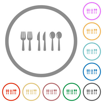 Flatware flat icons with outlines