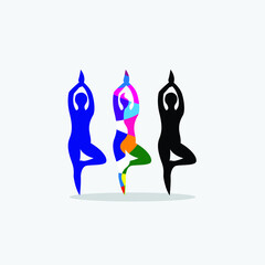 Fototapeta premium Vector illustration of Lotus Position. June 21st international yoga day. Yoga Silhouette Stock Illustration.yoga vector image.
