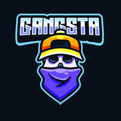 Gangsta Skull Head Illustration Logo
