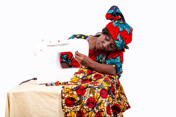close-up of a seamstress.