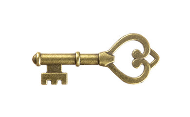 isolated vintage old golden and bronze key, successful concept
