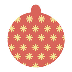 Christmas toy for the tree, ball with a pattern. Hand drawn vector illustration.Traditional holiday symbol