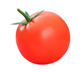 one fresh red tomato isolated on white background.