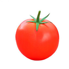 one fresh red tomato isolated on white background with clipping path.