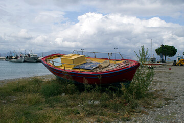 Fototapeta premium end of summer - September - empty beach in Europe - Greece - Euboea island - Pefki village 