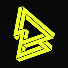 Optical illusion object. Optical art. Sacred geometry figures. Impossible shapes logo design.