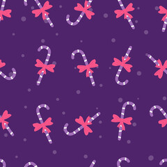 Fototapeta na wymiar Christmas candy lollipop seamless pattern. New Year pattern. stock vector illustration on a dark purple background.