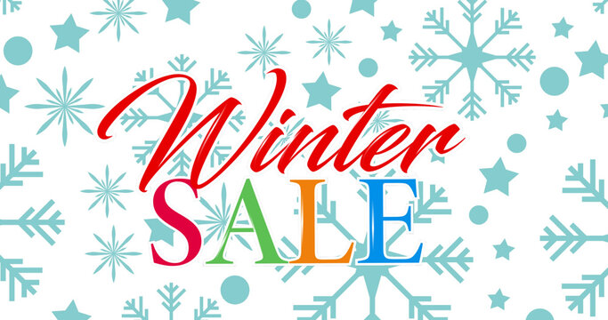 Image of winter sale text over stars