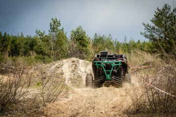 UTV, ATV off road driving in sandy open area. Buggy extreme riding © Antonio