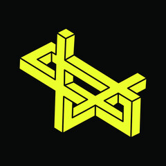 Optical illusion objects. Escher paradox. Impossible shapes. Web design element. Line design.