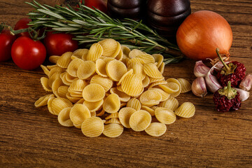 Raw Italian pasta - Orecchiette for cooking