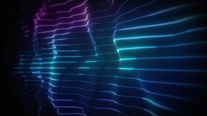 Abstract Digital Waving Neon Lines Fx Background Loop/ 4k animation of an abstract background with digital fractal particle lines waving and seamless looping
