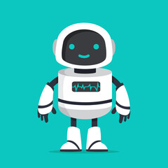 Flat white Ai robot character vector - 462412943