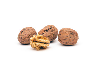 Walnuts isolated on white background