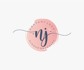 Initial NJ feminine logo. Usable for Nature, Salon, Spa, Cosmetic and Beauty Logos. Flat Vector Logo Design Template Element.