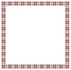 Fototapeta premium National slavic ornament frame. Red and black folk design.