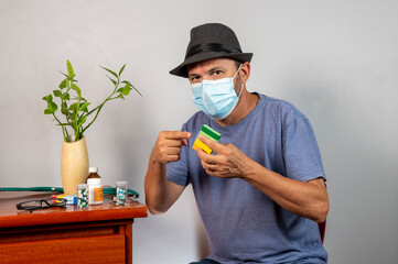man taking medicine