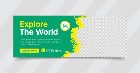 Fototapeta premium Travel agency social media cover templates fully editable, advertising design, web banner template