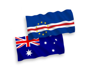 Flags of Australia and Republic of Cabo Verde on a white background