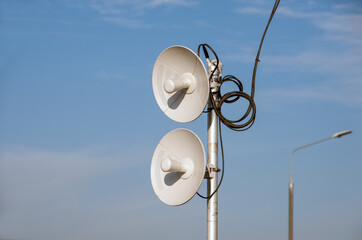 Two antennas are attached on a metal pole