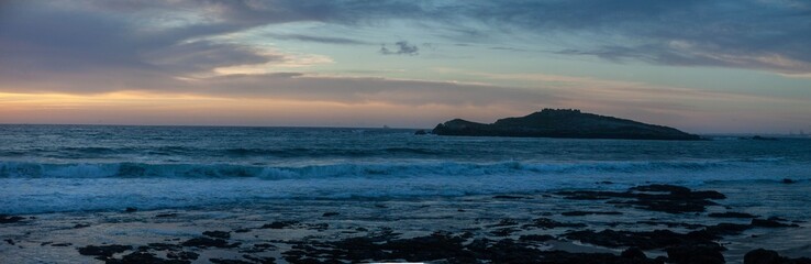 Panoramic view of the Pessegueiro island at the end of the day.