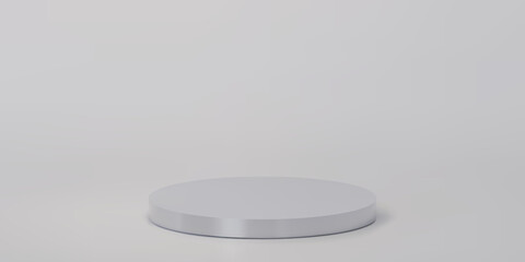 3D abstract silver stage rendering for product presentation vector illustration.