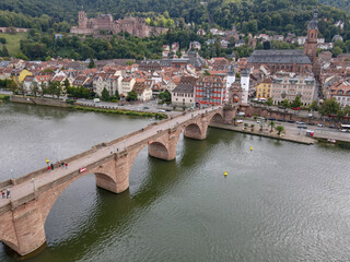 Drone view at the town of Heidelberg in Germany