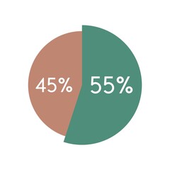 colorful pie chart,circle percentage diagram infographic vector illustration.55,45