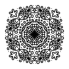 Vector circle of mandala with fish ornament pattern.