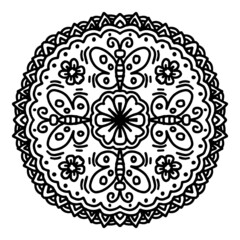Vector circle of mandala with butterfly and flower ornament pattern.