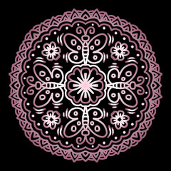 Vector circle of mandala with butterfly and flower ornament pattern.