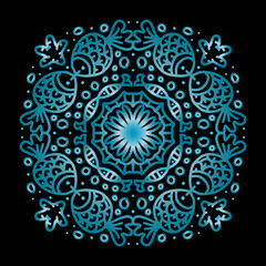 Vector circle of mandala with fish ornament pattern.
