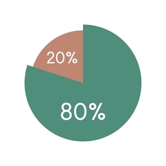 colorful pie chart,circle percentage diagram infographic vector illustration.80,20