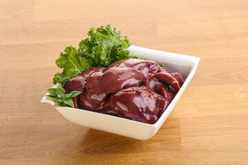 Raw chicken liver in the bowl