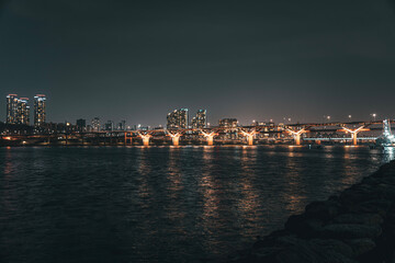 city skyline at night