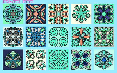 Pattern vector tiles traditional textures ornamental ceramics Spanish Portuguese Mexican Arabic Moroccan Italian colonial hydraulic majolica Turkish azulejos baldosas losetas racholas cerámicas