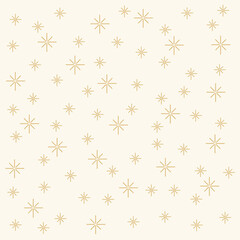 A pattern of golden Stars. Background of heavenly shimmers for craft paper. Beautiful texture painted stars on beige background. Vector illustration