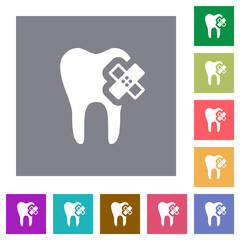 Dental care square flat icons